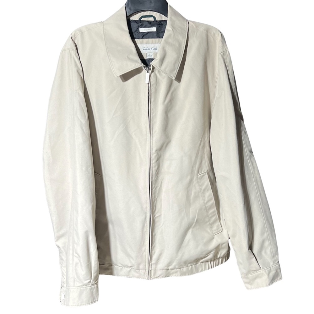 Perry Ellis Portfolio | Tech Microfiber Jacket Size Large Beige Color NWT